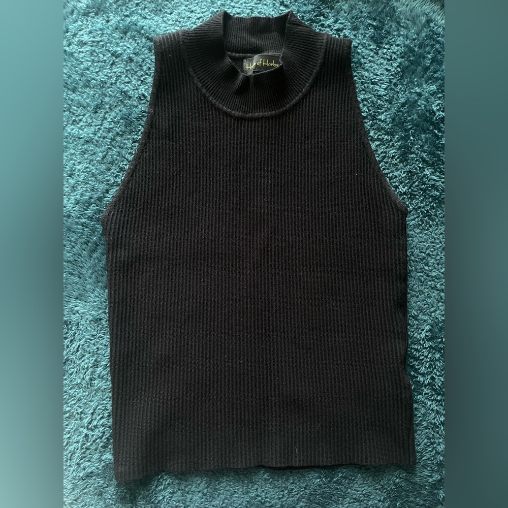 House of Harlow 1960 Black Ribbed Knit Top